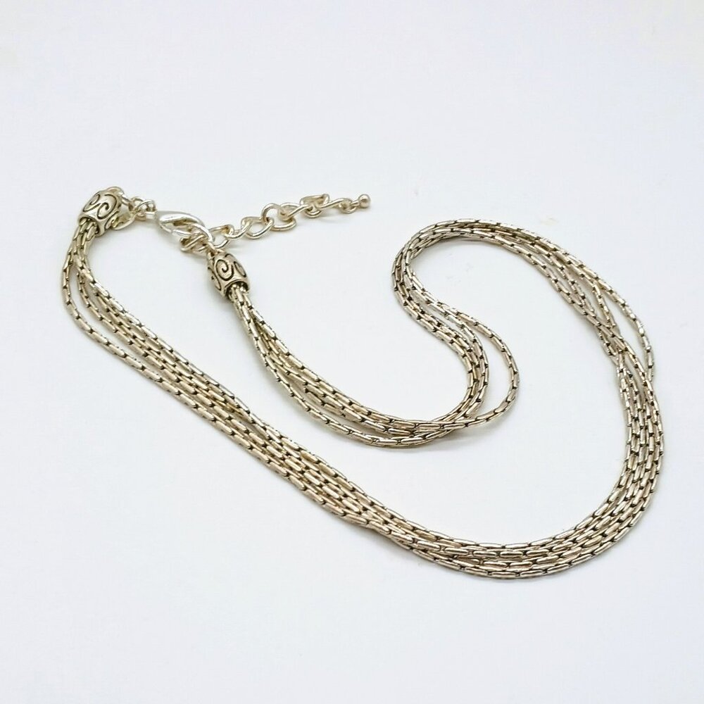 Premier Design Multistrand Chain Necklace 19" Silver Tone Layered Jewelry